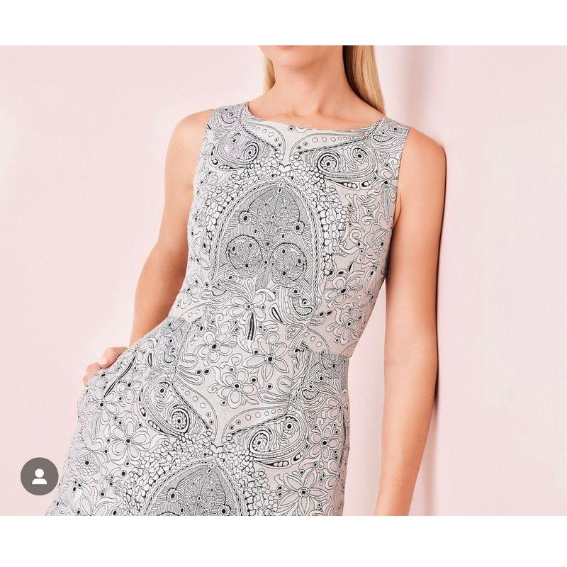 

Export Single Re s round Neck Sleeveless Elegant Elegance Beautiful Silm Slim Looking Heavy Embroidery Large Swing Commuter Dress Silver Gray UK16