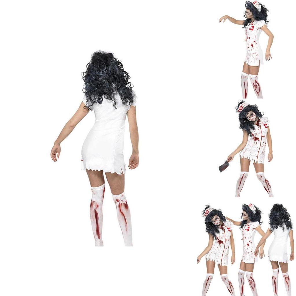 Premium Kalite Yetişkin Kadın Cadılar Bayramı Bloody Mary Şeytan Hemşire Cosplay Kostümü