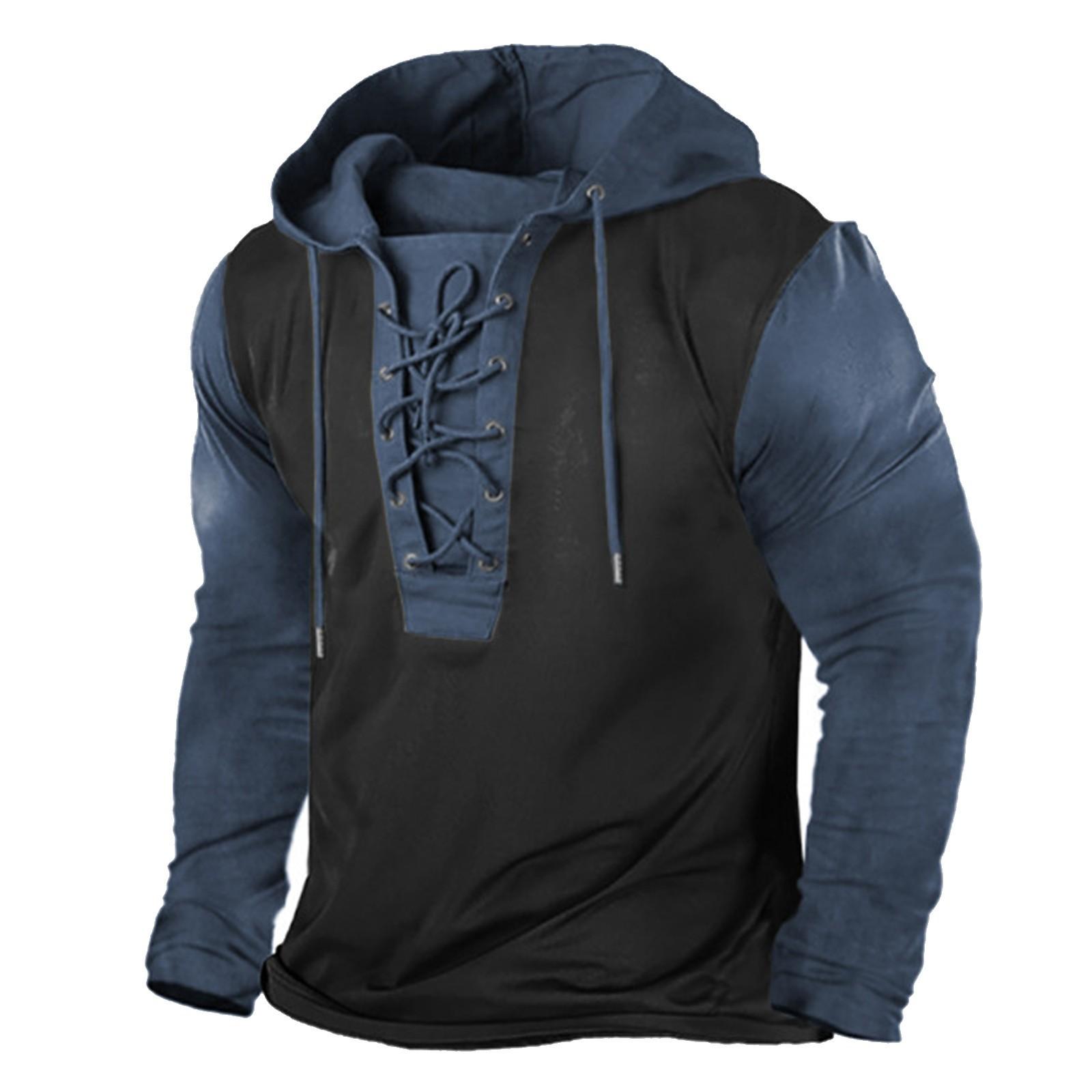 

Одежда для фитнеса, мужской периферийный свитер, футболка с длинными рукавами и капюшоном XL тёмно-синий