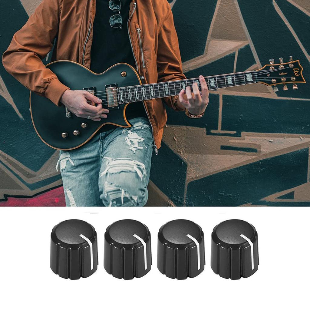 Ahvqevn Electric Guitar Volume and Tone Potentiometer Control Black 6mm Knobs, 10pcs, Knobs, D-Type