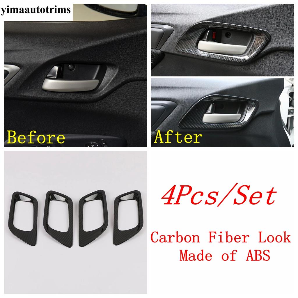 Carbon Fiber Dashboard Frame / Door Speaker / Gear Shift Panel / Window Lift Cover Trim Accessories For Honda FIT JAZZ 2014-