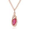 Red Natural Zircon Pendant Rhombus Necklace For Women Fashion Rose Gold Color Vintage Party Fine Daily Jewelry