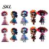 Reusable Halloween Decoration Day of The Dead Hanging Skeleton Decoration, 2D Flat Wooden Of Decor Ornament with Dress for Tree Mexican Holiday Party