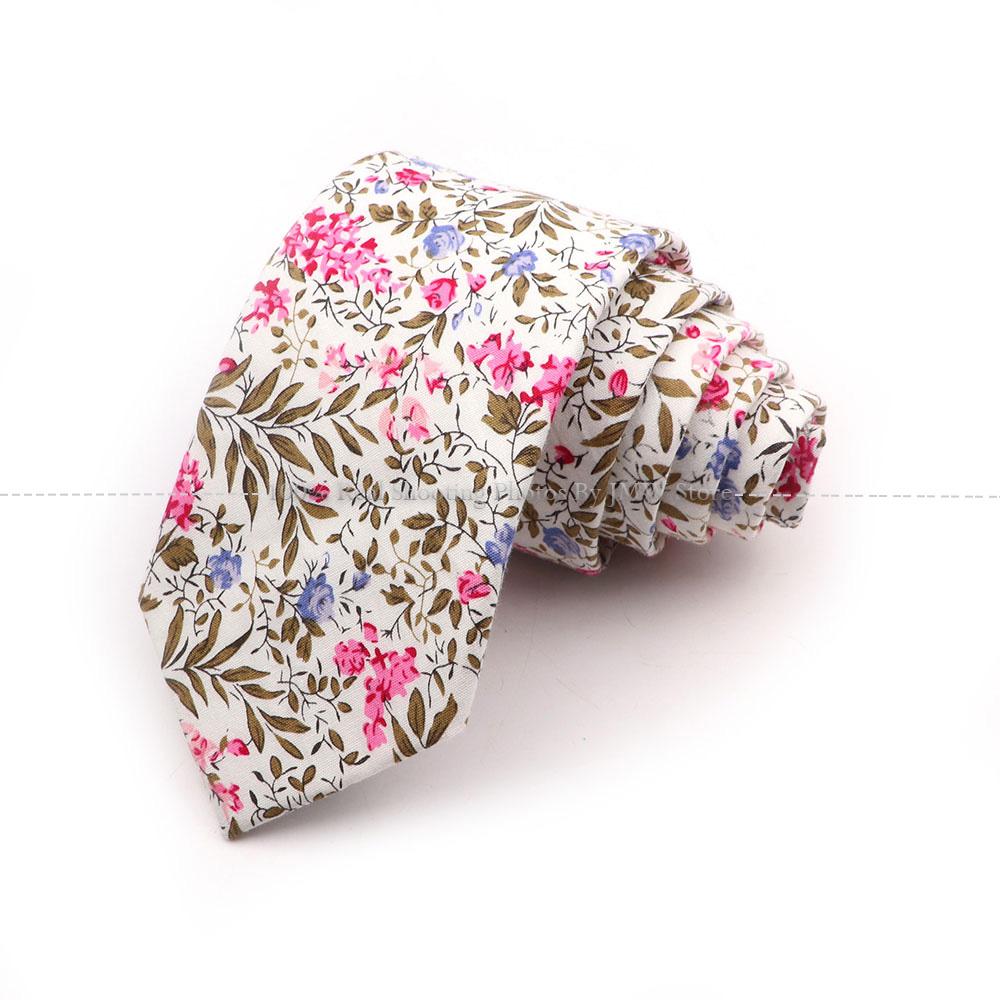 New Chic, Blumenkrawatte, 100 % Baumwollkrawatte, für Männer, helle Farbe, lässige schmale Krawatte, Hochzeitsfeier