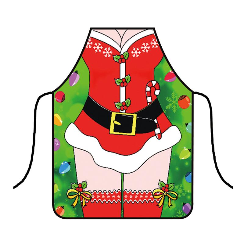 1PC Santa Claus Theme Baking Christmas Apron Home Cooks Apron for Cooking Funny Cartoon Printed Dress-Up & Role Play Unisex