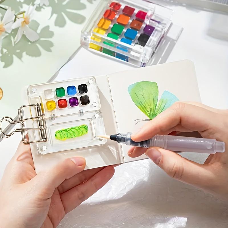 Tragbares Mini-Aquarellfarben-Set mit Reise-Skizzenbuch, Acrylfarbenkasten für Outdoor-Skizzieren & Kunstschaffen unterwegs