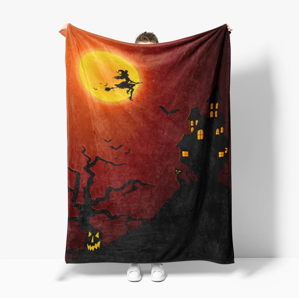 Halloween theme Custom Print soft Thin Blanket Flannel Decoration Suitable for sofas bedrooms airconditioned rooms Gifts