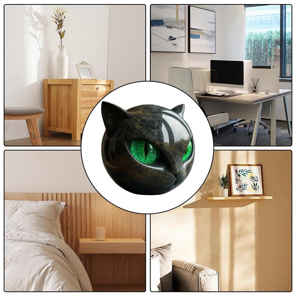 Black Cat Figurine Resin Cat Head Healing Stone Marble Texture Cat Stone Animal Cat Sculpture Cat Stone Keepsake Gift Home Decor