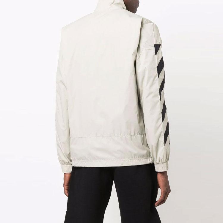 Off-White Diagonal Stripe Pattern Print Jacket Men Outerwear Beige OMBD022F21FAB0011710