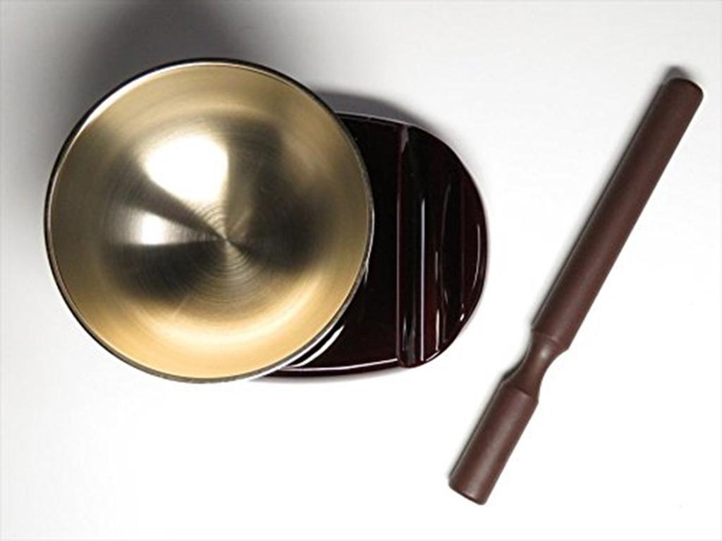 Sanmany Buddhist Bell Set, Brass, 2.5-inch, 3-Piece Set, Includes Bell Rod and Stand, Made in Japan