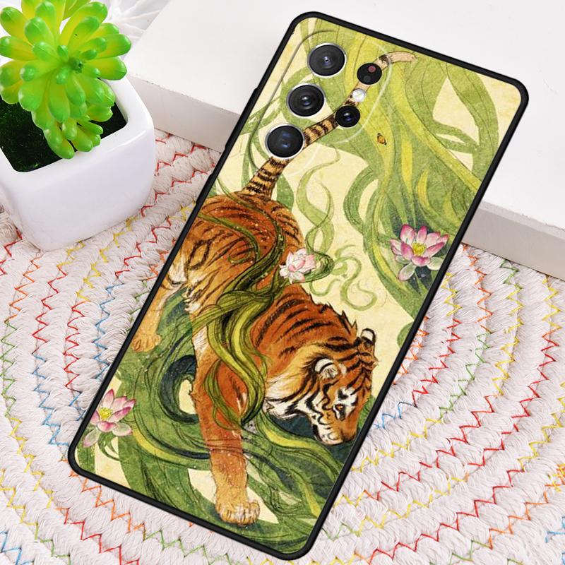 Japanese Tiger soft Silicone Phone Case For Samsung Galaxy note 10 pro S26 S25 S24 S23 S22 S21 Plus S25Ultra Capa Cover