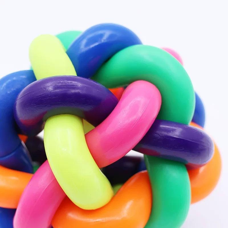 10/12PCS Colorful Bell Woven Ball Dog Toy Hard Rubber Chew Ball with Rainbow Design Interactive Pet Product for Dogs Puppy