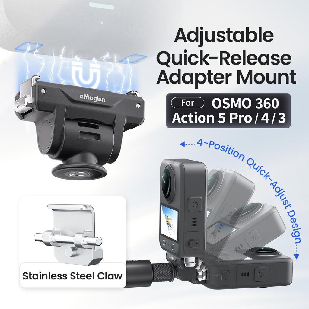 AMAGISN PD15 For DJI Osmo Action 5 Pro/Action 4/3 Adjustable Quick Release Mount Adapter Holder Camera Accessory