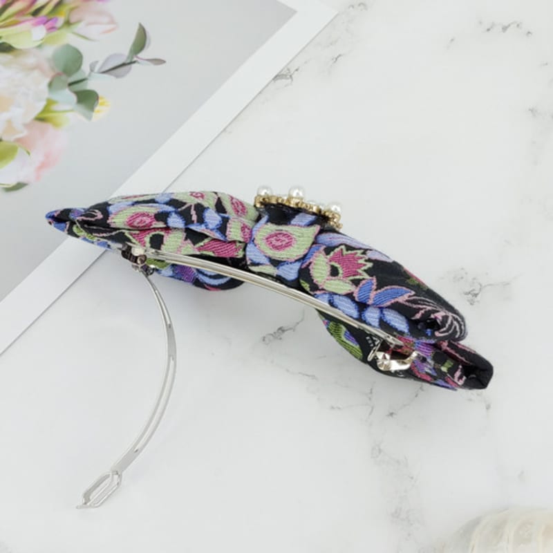 MAIA Rose Jacquard Ribbon Pin Large - Blue Purple