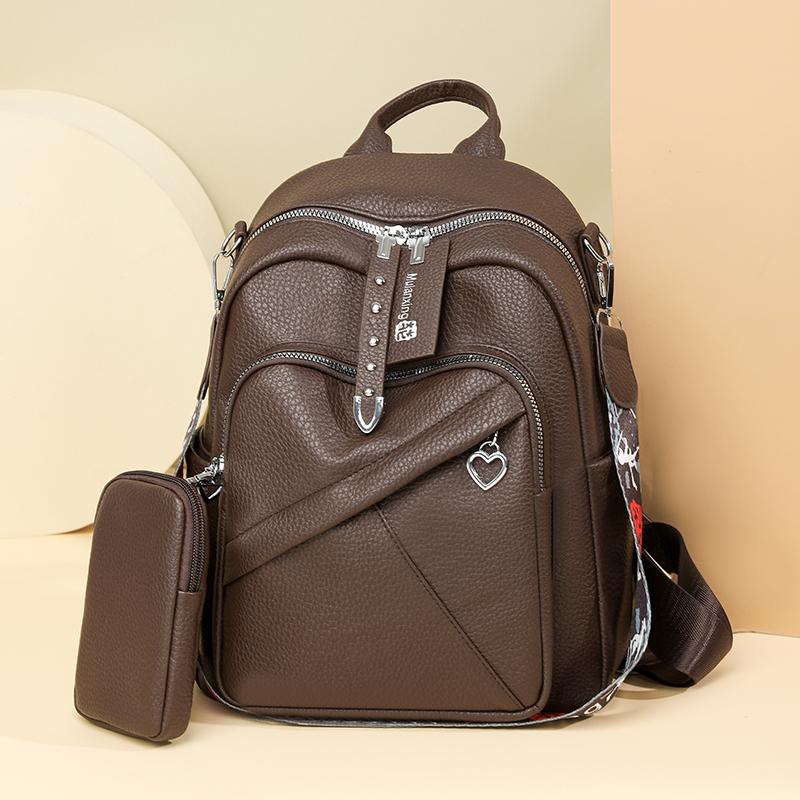 Large Capacity Soft Leather Backpack Women's Multifunctional Shoulder Bag