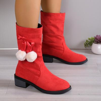 Fashion Ankle Boots Women Warm Plush Suede Ladies Long Boots Comfortable Winter Female Cotton Shoes Mid-calf Fur Zapatos Mujer 2024