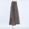 French Style Wrap Midi Skirt Leopard Print Straight Split Elegant Womens