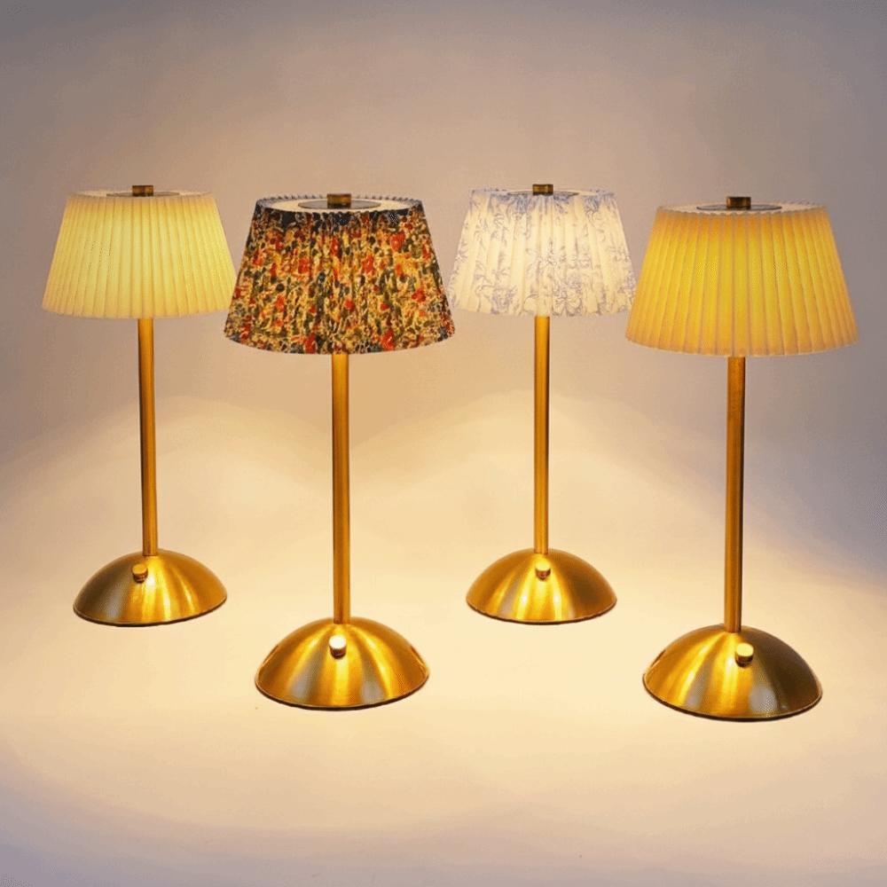 Pastoral Style Touch Bedside Lamp Metal Base Bedside Ambient Light Pleated Desk Lamp  Living Room