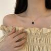 Black square pendant, collarbone neck chain, cold wind design sense, niche necklace, fashionable and versatile temperament