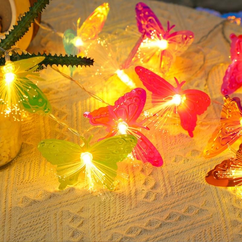 3m/6m Fiber Optic Butterfly Light LEDs Flashing String Light Starry Outdoor Halloween Christmas Atmosphere Decoration Light
