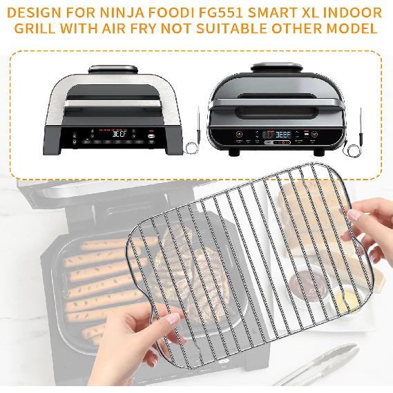 Air Fryer Replacement Parts for Ninja Foodi FG551 Smart XL Indoor Grill with Air Fry, 11.6''*7.6'' Stainless Steel Air Fryer Accessories Roasting