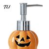 Ceramic Liquid Soap Container Halloween Ghost Dispenser, with Stainless Steel Pump, Pumpkin Refillable Countertop Dispenser Hand Container,