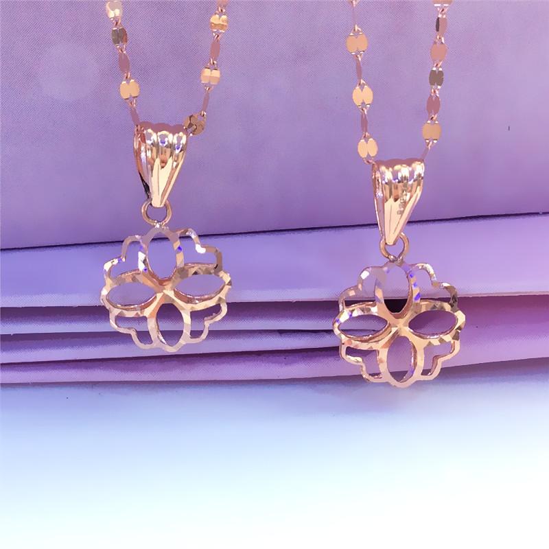 Purple Gold Hollow Flower Pendant Color Gold Fashion Trend Rose Gold Plated Women'S Necklace