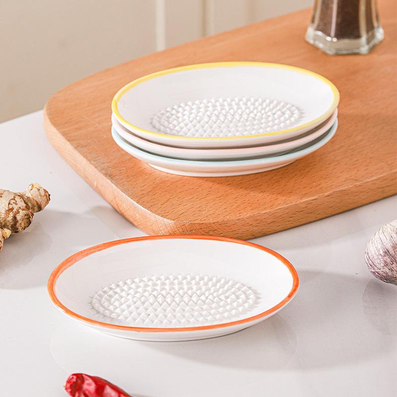 Piatto Grattugia per Aglio in Ceramica Stile Giapponese Lavabile in Lavastoviglie Porcellana per Uso Alimentare Grattugia per Zenzero Wasabi per Pulizia Facile