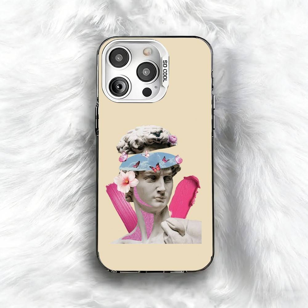Creative Parody D-David Greek Phone Case For iPhone 16 17 15 14 12 13 Pro Max Black Color Shockproof Cover