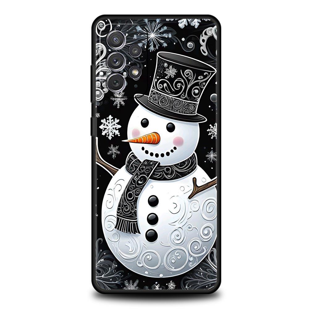 Christmas Snowman Phone Case for Samsung Galaxy A55 A35 A17 A07 A15 A13 A25 A51 A71 A72 A73 A32 A52 A52S A41 5G Soft TPU Shell