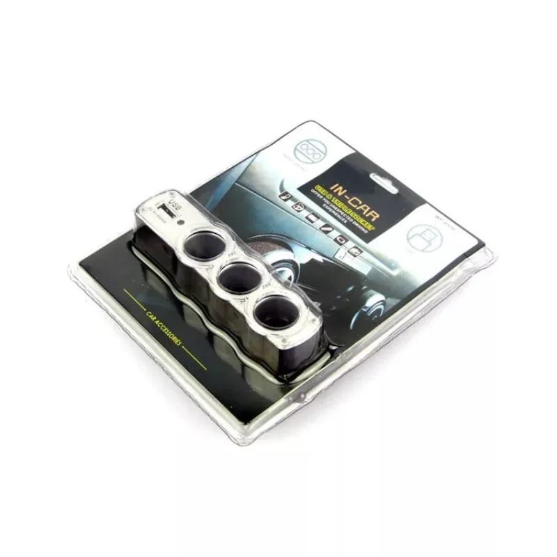 12V/24V Auto Zigarettenanzünder Splitter Autoladegerät Auto Power DC Outlet Adapter mit USB Ladeanschluss für Handyspiel