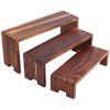 1set 3pcs 3 Sizes Wood Display Risers Sets for Minifigures Cosmetic Jewelry Coconut Brown 20~24x7.5x5~11cm 1pc/size