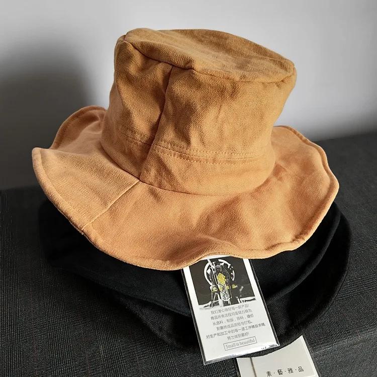 New Japanese Designer Big Head 62cm Bucket Hats Men Wide Brim Sunscreen Sun Hat High Quality Breathable Panama Party Show Cap