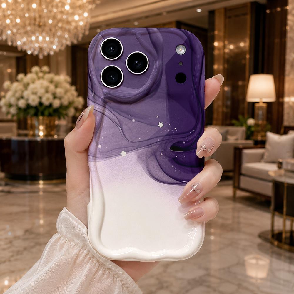 Ink Wash Nebula Star Gradient Wavy Edge Phone Case for iPhone 17 16 15 14 13 12 11 8 7 Plus Pro Max Galaxy Space