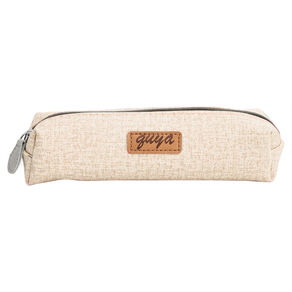 Leather ple Zipper Pen Pencil Case Storage Cosmetic Bag Pouch Stationery Gift