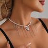 Ins Imitation Pearl Baroque Pentagram Love Pendant Collarbone Chain Pop Fringed Necklace