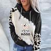 Women's Cute Cow Print Sweatshirt Long Sleeve Hooded Casual Tops Shirts