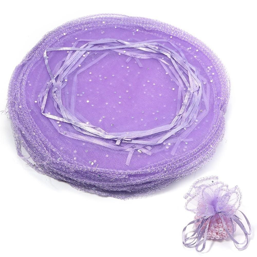 10Pcs Mesh Organza Drawstring Bag Tulle Fabric 26CM Gift Bags Round Shape Round Organza Bag