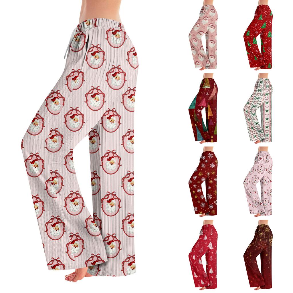 Pajama Pants, Sleepwear, Casual Drawstring Elastic Waist Pants, Comfortable Straight-leg Loose Pants