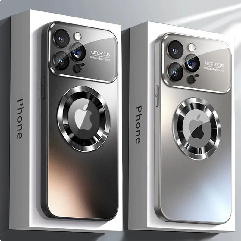 AG Matte Lens Glass Protect Magnetic Case For iPhone 17 16 11 12 13 14 Plus 15 Pro Max Air Phone Magsafe Wireless Charge Cover