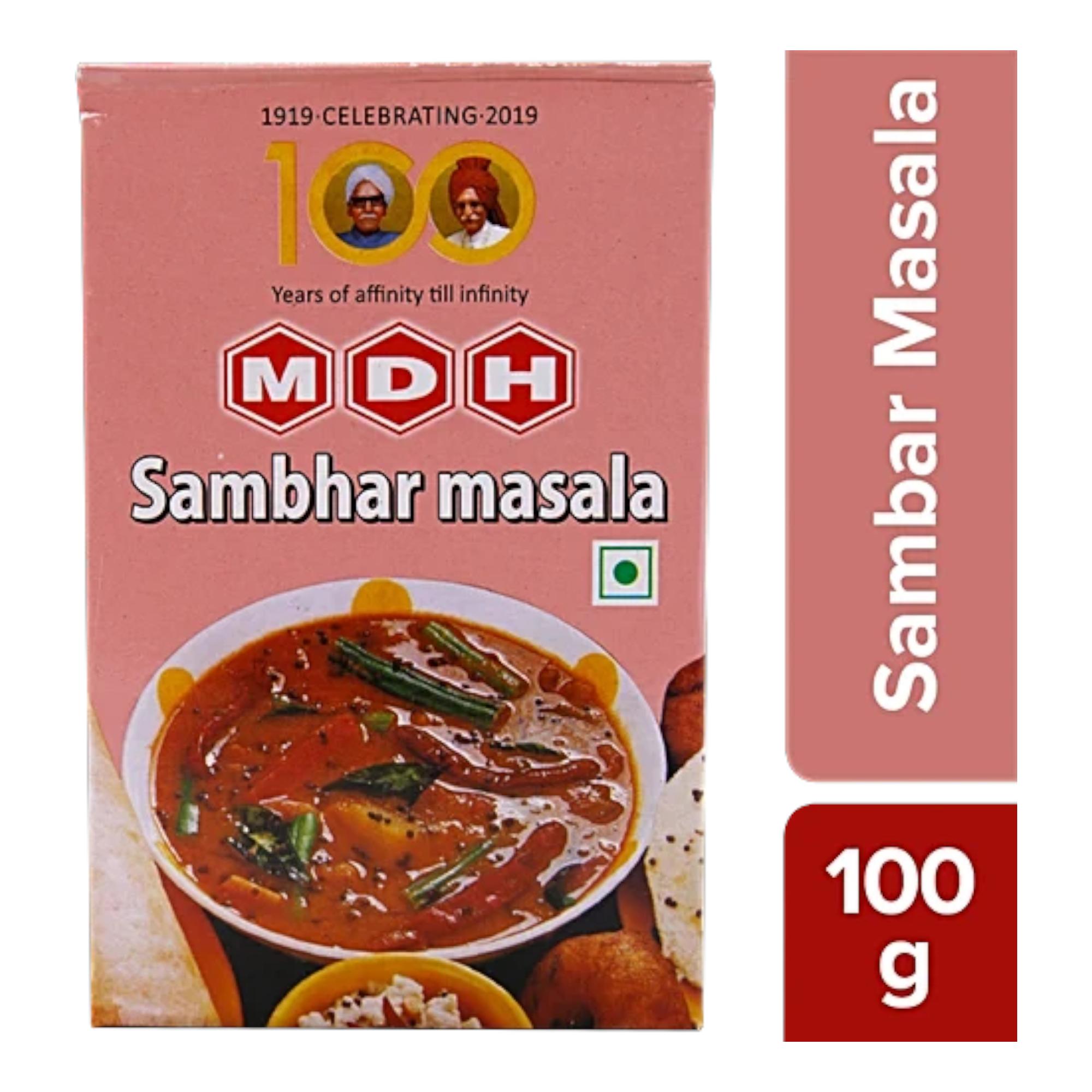 

MDH Sambar Masala Powder 100 g Pack Of 1 Aromatic Spice Blend For Flavorful Cooking And Traditional South Indian Recipes