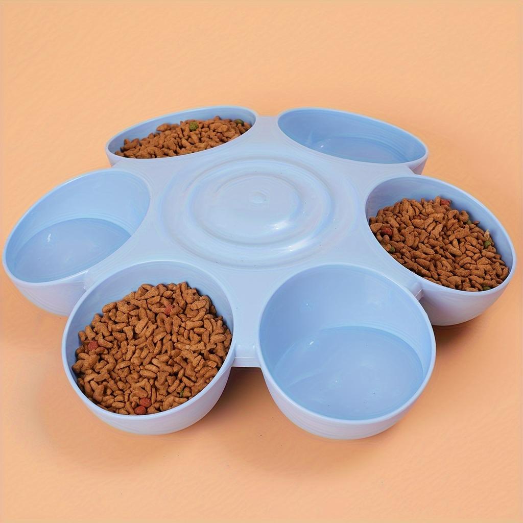 6-in-1 Petal-Shaped Pet Bowl, 35cm/13.77inch Tilted Pet Feeder, Non-Slip Base Cat & Dog Dish for Food & Water, Multi-Color Pet