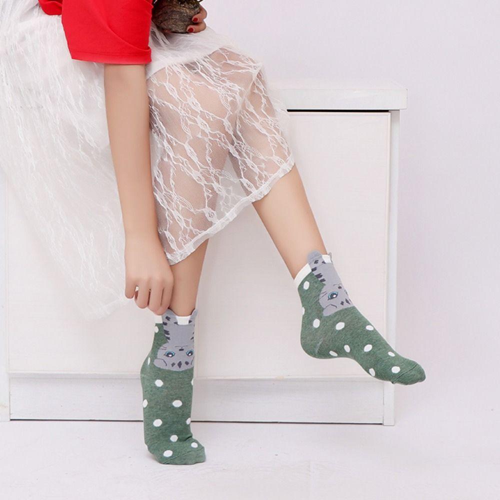 

Korean Style Cat Pattern Socks Cotton Middle Tube Socks Creative Animal Socks Female