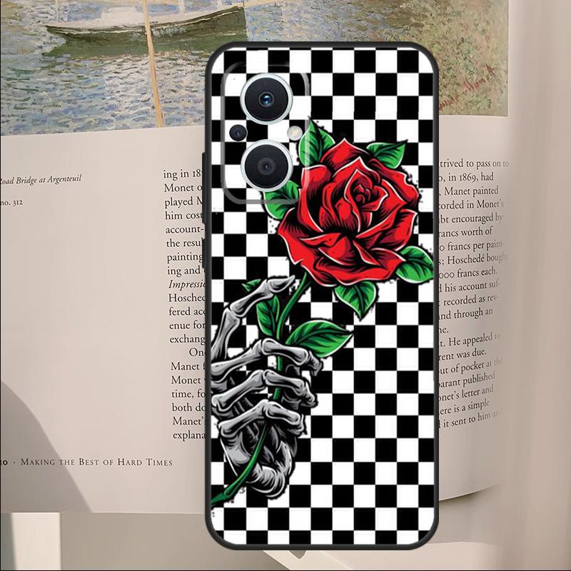 Checkerboard Sunflower Cover For OPPO Reno 14F 11F 12F 13F 10 11 12 13 14 Pro 7 8 Lite OPPO Find X6 X8 X9 Pro Case