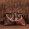 2025 European & American Retro Cowhide Women's Handbag - Top Layer, Color-Rubbed, Single Shoulder & Crossbody, Large Capacity