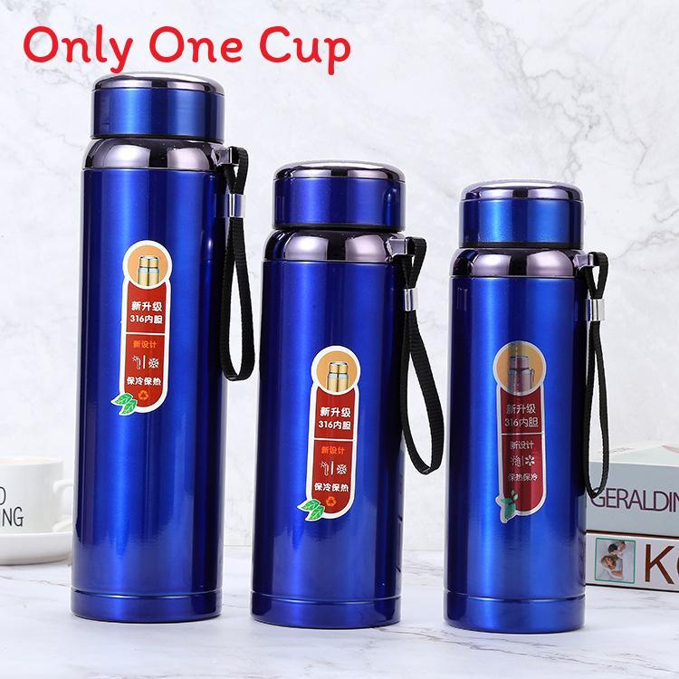 Stainless Steel Insulated Travel Mug With Tea Separator And Carrying Rope For Outdoor Use