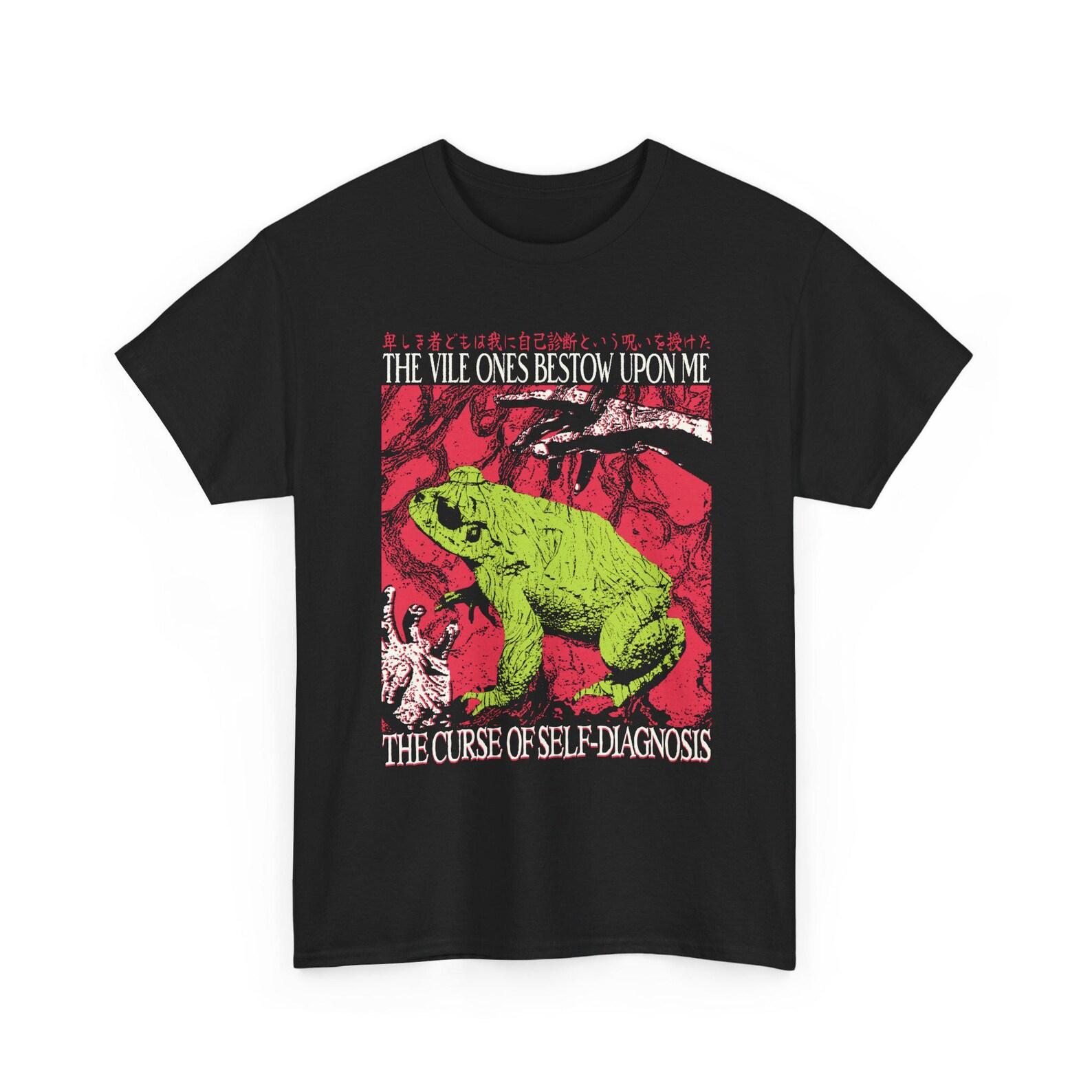 The Curse of Self-Diagnosis Frog Funny Vintage Japanese T-Shirt L