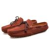 2024 Half Slippers Mens Slip on Moccasins Suede Shoes Men Casual Driving Shoes Breathable Loafers Fashion Half Shoes Lazy Shoes