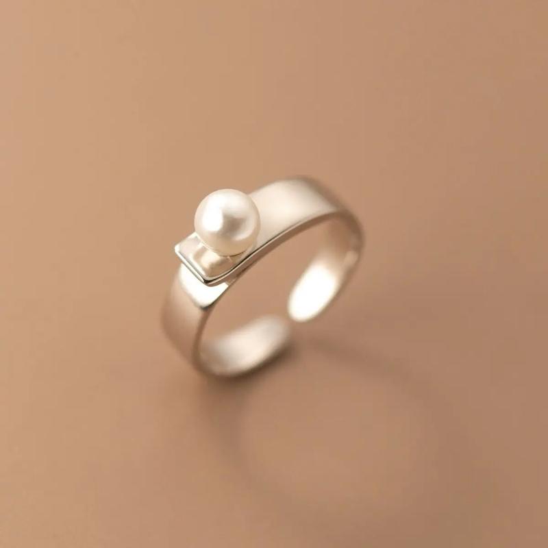 New Fashion Simple Design Imitation Pearl Women's Adjustable Ring Daily Versatile Holiday Party Accessories  Gifts