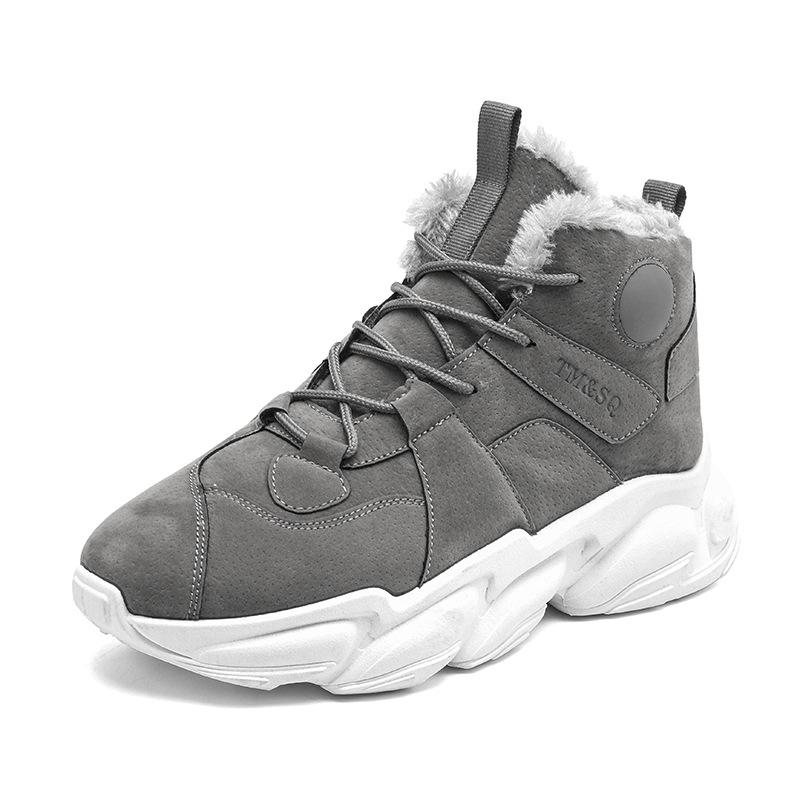 New high-top cotton shoes, autumn and winter cotton-added warm fashion casual platform shoes lace-up trend single shoes men